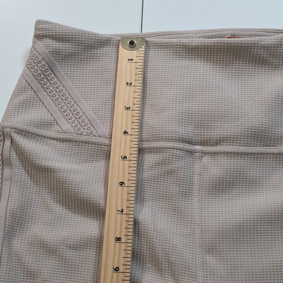 FP Movement by Free People Leggings Womens L Beige Lace Waffle Knit Yoga Pilates - Picture 5 of 16